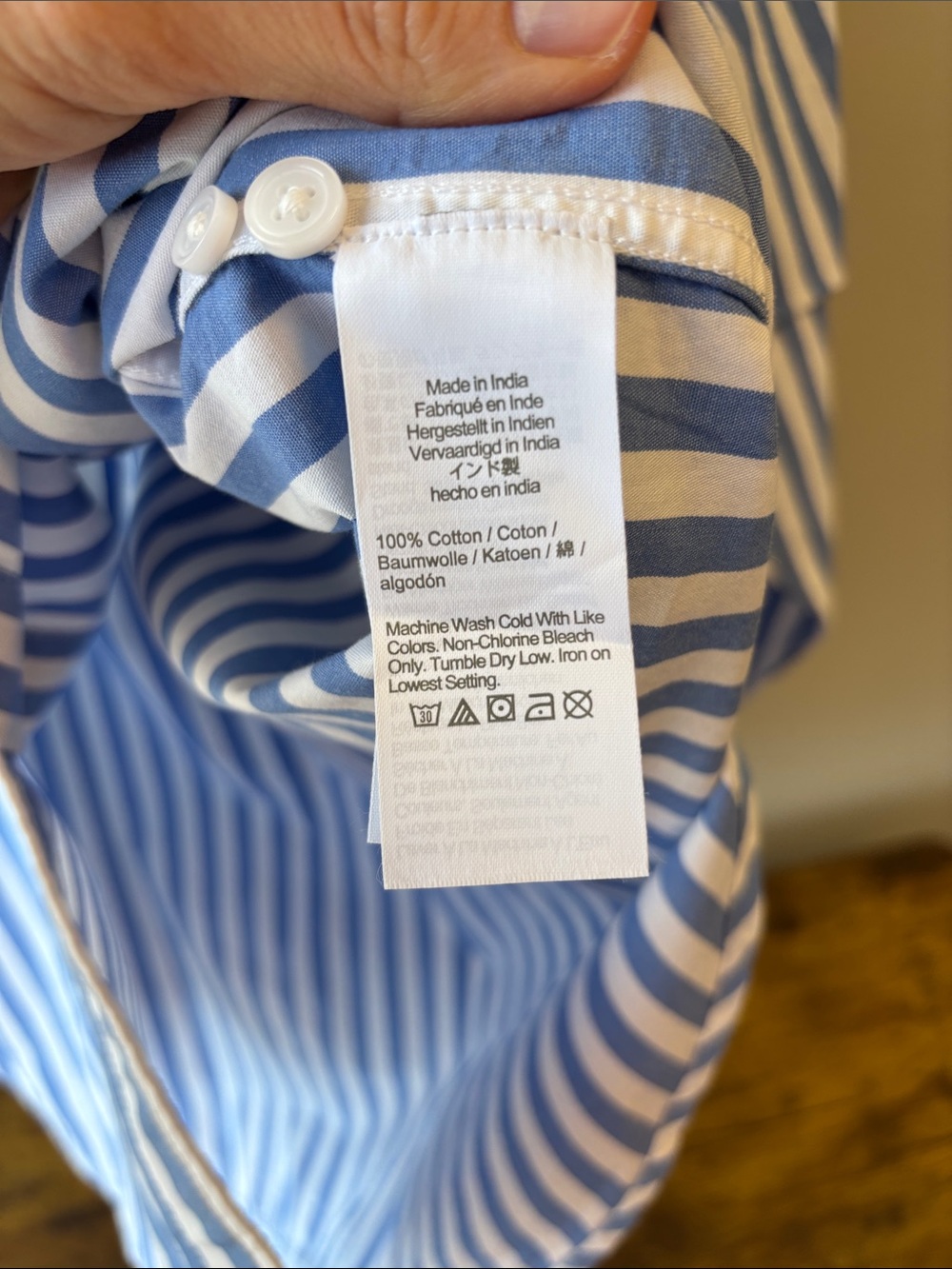 J. Crew Light Blue and White Vertical Stripe Button-Down Shirt oversized - Picture 4 of 5